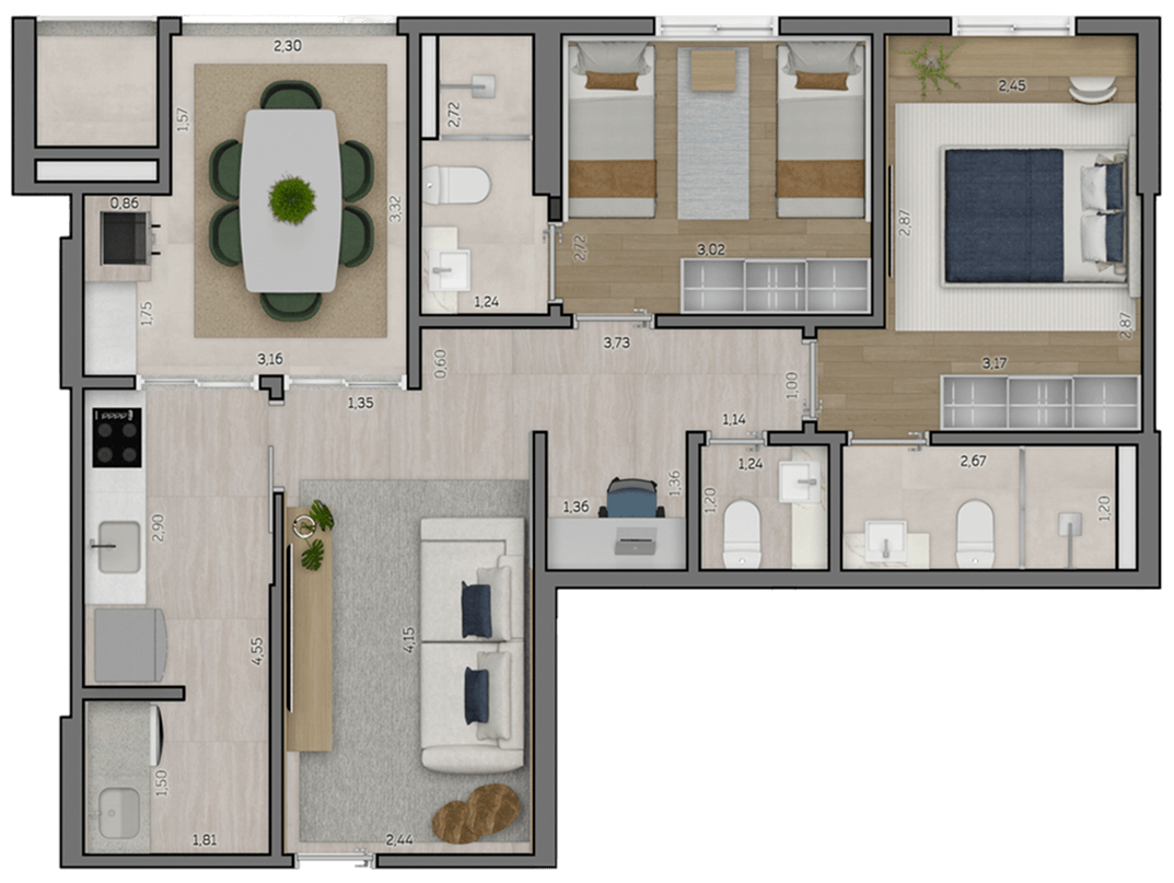 Planta Padrão – Apartamento 03