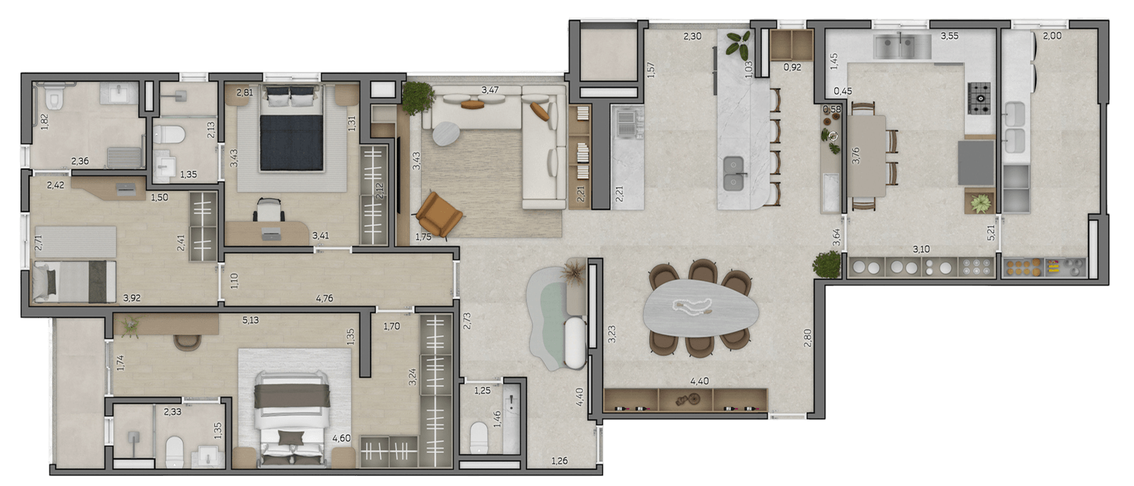 Planta Opção – Junção Apartamentos 01 & 03